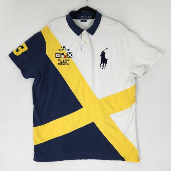 Polo Ralph Lauren Shirt Mens XXL Yellow 1967 Custom Slim Fit Yacht Club Big Pony - Picture 1 of 16